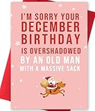 Huameigf Funny December Birthday Card for Women Men, Lovely Christmas Birthday Card Gift for Him Her, Sweet Xmas Card for Friends, I Am Sorry Your December Birthday Is Overshadowed