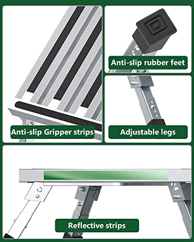 Ifoker Rv Step Adjustable Height Folding, Non-Slip Safety Camper Step,Aluminum Step Platform For Rv, Kitchen, Camping, Fishing #TOP2