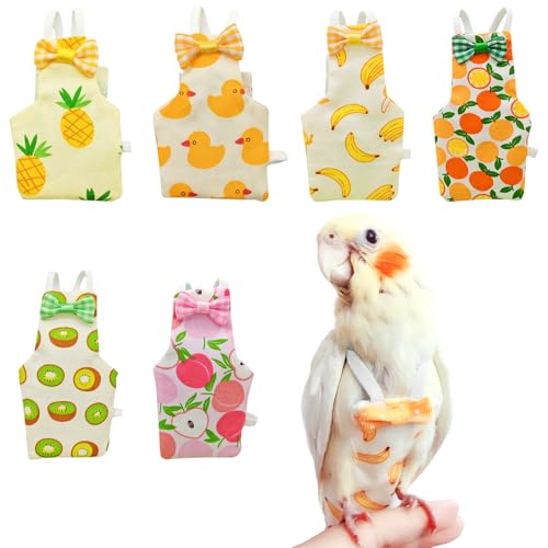 6 Stück Vogelwindeln, Papageienwindel, Fluganzug, Wiederverwendbare Kleidung für Nymphensittiche mit elastischem Rückenseil, wasserdichte Innenschicht, waschbare Windel für Wellensittiche, Mini-Aras