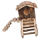 Yardwe Hamster Castle Wooden House Double Layer Luxury Villa for Small Pets Chewing Climbing Activity Toy Hideout for Hamsters and Chinchillas