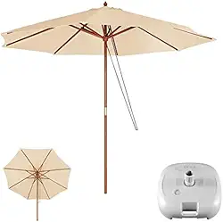 Kit Ombrelone Madeira 3 Metros Guarda Sol Sombreiro + Base Plástica - Mor - Bege