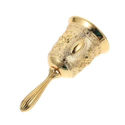 ORFOFE Campana de Mano Retro de para Servicio Decoración Artística y de Atención Campanilla Decorativa de Brillo Dorado
