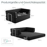 LINSY HOME Schlafsofa - Bodensofa Bed mit Pillow Back Support Armrest - Schlafsofa Klappbar 160 cm Breit- Compressed Sofa in Box - Cord Stoff für Wohnzimmer Schlafzimmer - Schwarz