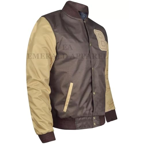 Hot-line Miami Lightweight Brown Letterman Jacket, Mens Varsity Jacket Windbreaker & Water-Resistant3