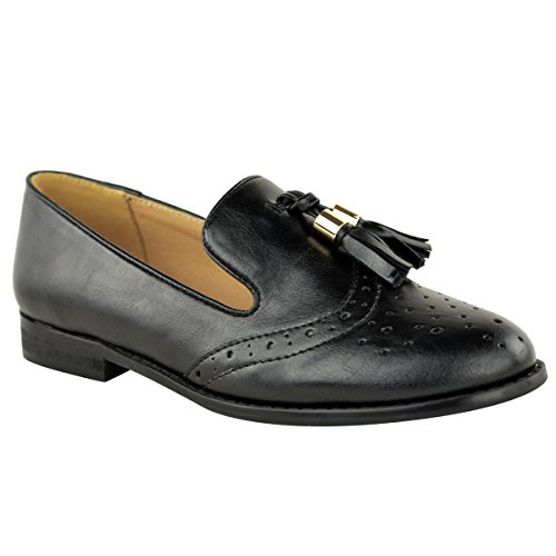 Fashion Thirsty Womens Flat Loafers Casual Ladies Suede Brogues Tassel Slip On Shiny Office Work School Pumps Comfort Soft Smart Shoes