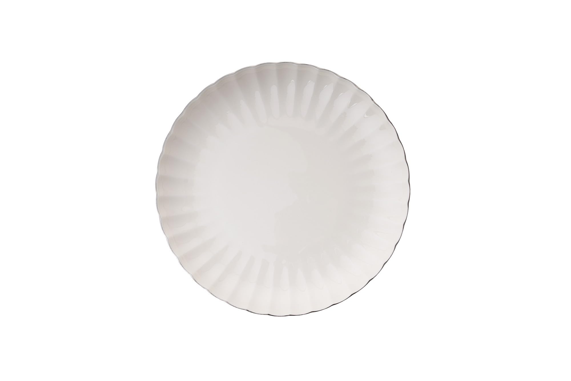 Vajilla elegante de 24 piezas, 100% porcelana, color blanco y plateado, incluye platos, platos hondos de postre y cuencos, no apto para lavavajillas y microondas