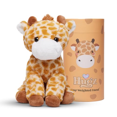 Hugz Official Moose The Giraffe - Premium Weighted Stuffed Animal Plushie 3.8 lb for Adults & Kids - Microwavable – Heatable & Coolable – Super Soft Fur – Gift Ready Tube Packaging