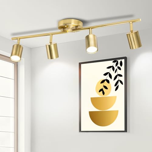 Fondiiz 4 Ways Brushed Gold Track Lighting