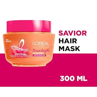 L’Oréal Paris Dream Lengths Savior Mask, Hair Mask for Long Damaged Hair, Formulated with Castor Oil & Keratin to Regenerate Damaged Length, 300ml
