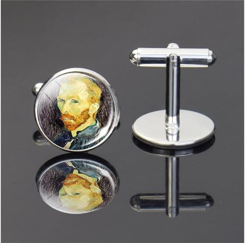Mancuernillas para camisa Van Gogh Starry Night en plata miniatura 3