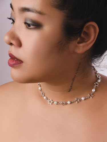 Sacina Star Imitation-Pearl Choker, Star Necklace Y2k, Emo Grunge Y2k Necklace, Christmas Jewelry Gift For Women3
