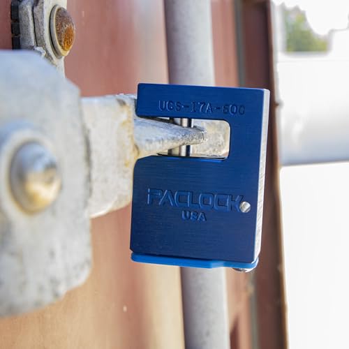 Image of PACLOCK's 17-600-Series Block-Lock, UCS, High Performance 6-Pin Cylinder, One Lock Keyed to a Number U-Pick! w / 2 Keys, Blue Anodized Aluminum