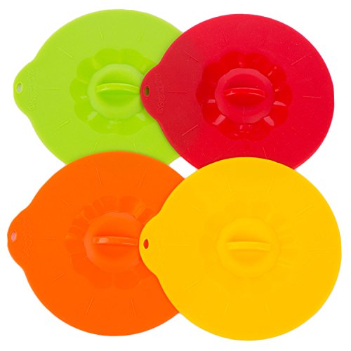 Silicone Cup Lid Set of 4 Food Grade Safety magukaba-, Reusable, Sealed Lid, Coffee & Tea