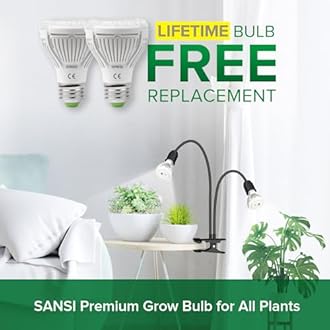 SANSI Plant Lamp 20W Full Spectrum Grow Light Strong Grip Clip Fixed 360° Gooseneck Suitable for Indoor Plant Growth Garden Greenhouse with 2pcs E27 Plant Grow Lights