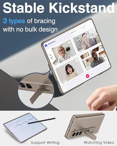 Image of Kapa Magnetic Hinge with Inbuilt Stand Case for Samsung Galaxy Z Fold 6 | Shockproof Stand Hybrid Bumper Back Cover (Titanium)