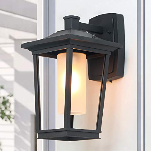 Authentic Crazy Deals LOG BARN Large Outdoor Wall Light, Farmhouse Wall Sconce with Frosted Glass Cylinder for Entryways, Hallway, Garden, 9.8” L 8 “ W 14.8” H -A03319 New Arrivals LOG BARN Large Outdoor Wall Light, Farmhouse Wall Sconce with Frosted Glass Cylinder for Entryways, Hallway, Garden, 9.8” L 8 “ W 14.8” H -A03319