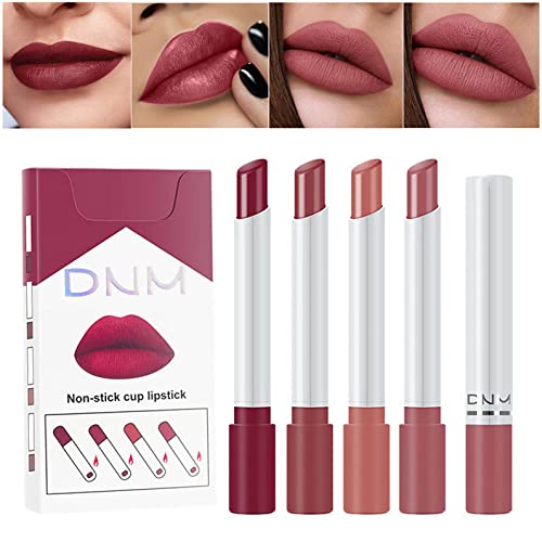 Mllkcao 4PC Womens Velvet Matte Lipsticks Set Long Lasting Non-Stick Coloring Hydrating Lip Balm Temperature Change Matte Lip Gloss Lip Makeup, (hot sales today)