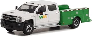 2018 Chevy Silverado 3500HD Dually Service Truck, White, Greenlight 46100C - 1/64 Scale Diecast Car