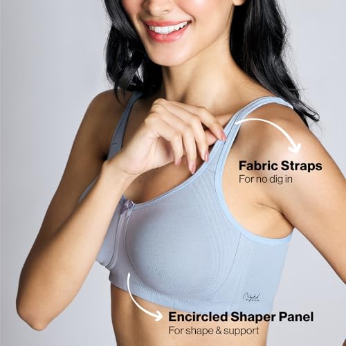 Image of Nykd (NYB169) Cotton Anti Microbial Non Padded & Non Wired Side Support Shaper Bra for Women | Full Coverage Bra with Detailed Contoured Lift & Shape with Wide Straps
