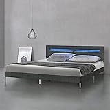 Medidas: - Total (Altura x Anchura x Profundidad): 209 x 146 x 80 cm - Tamaño de colchón (Longitud x Anchura): 200 x 180 cm - Altura de la pata: 10 cm - Altura del marco: 22 cm Color: Gris Oscuro