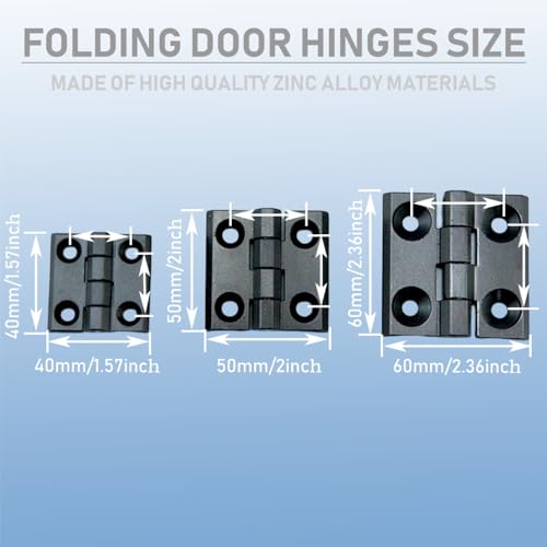 Miniatura 2 de Yofasen Bisagras Plegables - 4pcs Bisagras De Puerta De Hardware Para Puerta De Armario Doméstico, Aleación De Zinc, Negro, 40 40 5mm