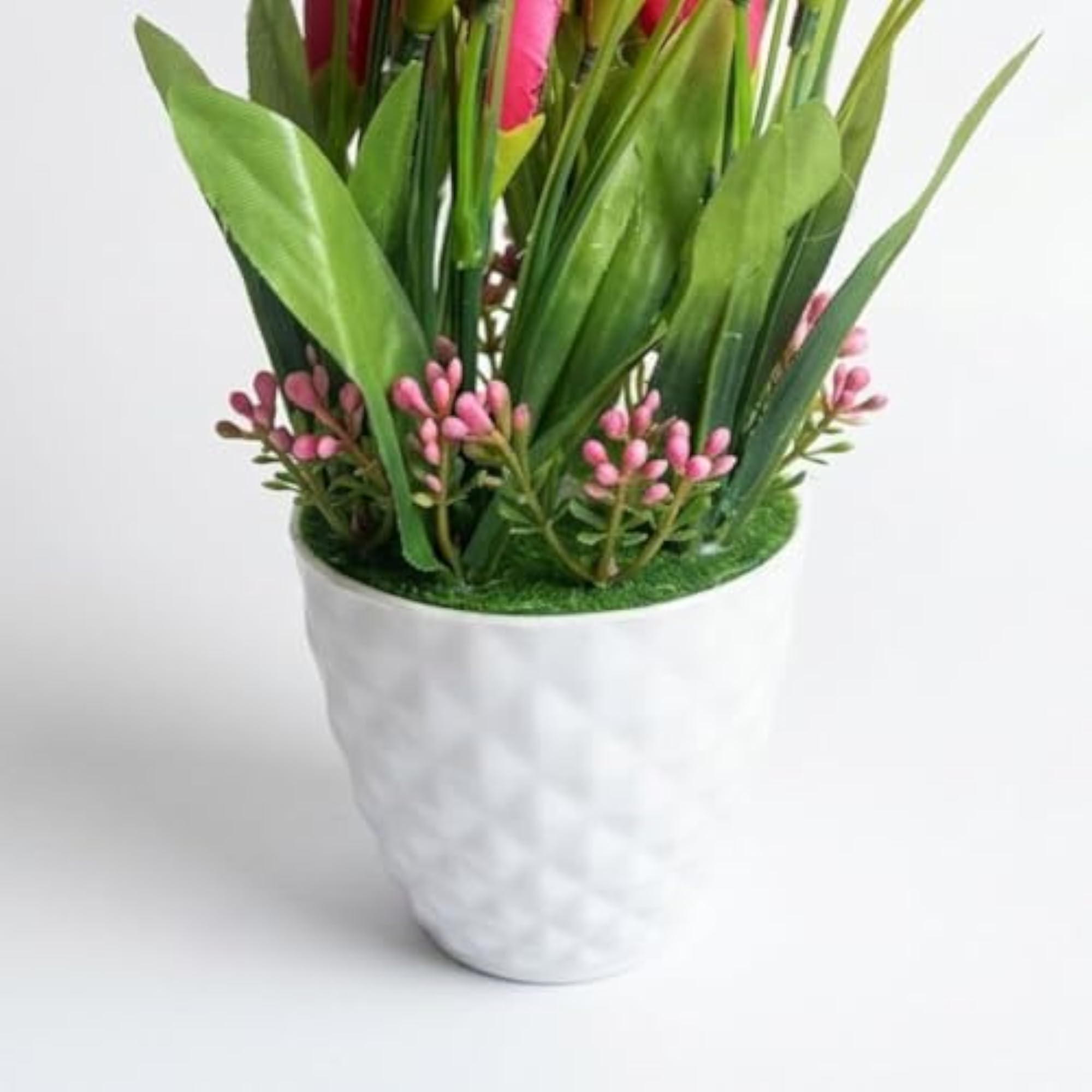 Artificial Pink Tulip Flower Pot