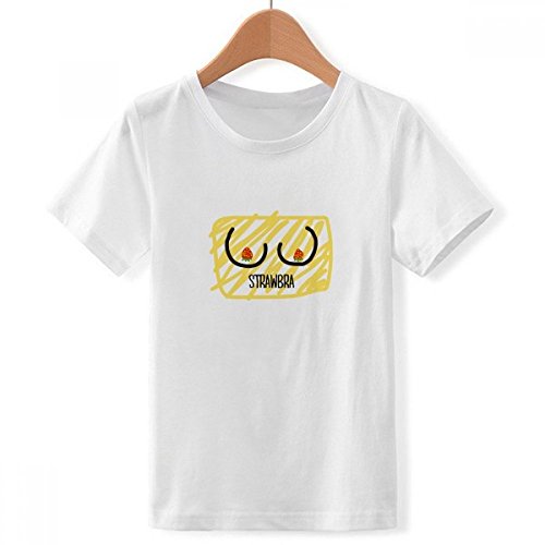 T-Shirt Blanc Garçon Fraise Rouge Imprimé pour les Journées d'École et Loisirs