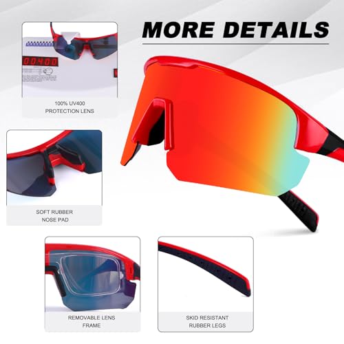 Image of BangLong Polarized Sports Sunglasses for Men Women UV400 Protection | TAC HD Lens, RX Insert Included, Lightweight Wrap-Around Design for Running Cycling Baseball Hiking