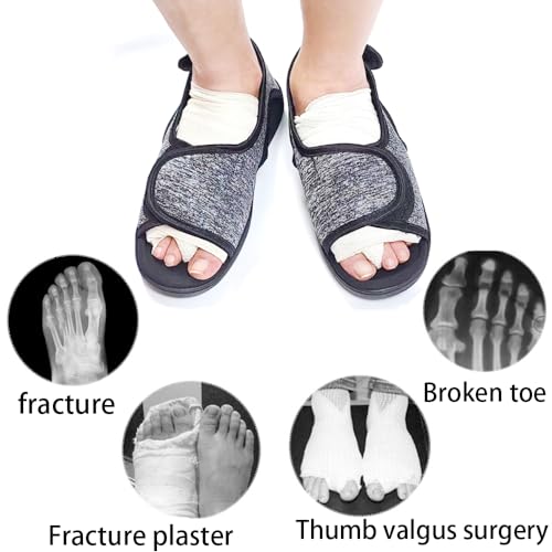 Women's Men's Open Toe Diabetic Shoes,Extra Wide Width Arthritis Edema Shoes for Swollen Feet,Adjustable Walking Shoes for Seniors Foot Pain Relief,Indoor Outdoor Sandals Unisex Large Size2