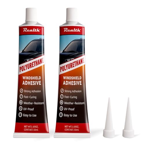 Realth Windschutzscheibe Klebstoff | Schwarz Hitzebeständig Dichtmasse 100ml | Kleb und Dichtstoff Technologie | Schnelle Aushärtung | für Auto Lkw Van Bus Glaskleber