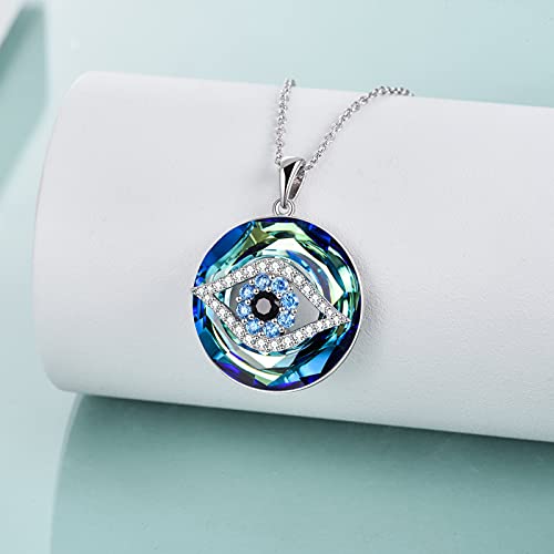 WINNICACA Sterling Silver Evil Eye Necklace Protection Crystal Pendant for Women Good Luck Vintage Evil Eye Pendant Jewelry Birthday Gifts for Women Friend Female3