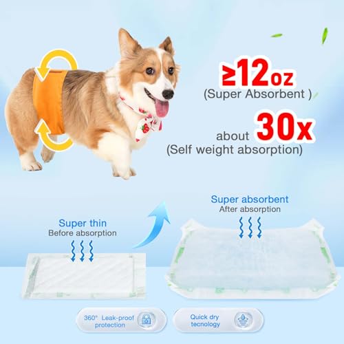 Image of Dog Diaper Liners 100ct,Super Leak Proof and Absorption Disposable Dog Diaper Booster Pads for Female and Male Fit Most Reusable Pet Belly Bands,Wraps,and Period Diapers(Large,M-100ct)