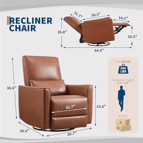 Sillón reclinable cuero sintético color camel miniatura 2