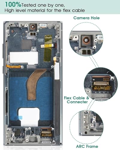 Écran LCD OLED pour Samsung S22 Ultra 5G avec châssis vert