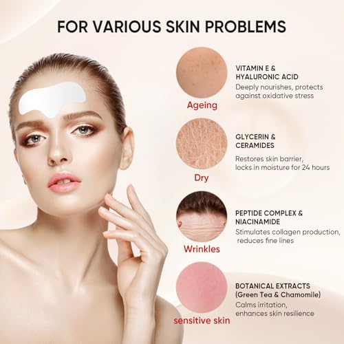 InfiniteRelax 12Pcs Forehead Wrinkle Patches for Women, Hydrolyzed | Collagen | Vitamin E | Aloe Vera to Reduce Wrinkles Forehead Wrinkles Treatment Overnight (Milky white) — view 2