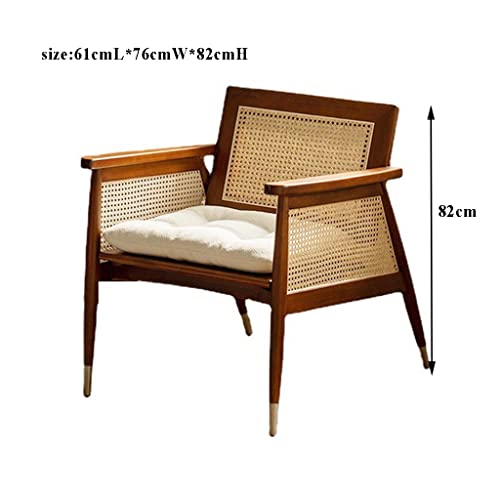 Tkhp Solid Wood Lounge Seat Chair, Rattan Single Sofa Chair, Balcony Backrest Armchair, Home Living Room Kitchen Dining Chair #TOP2