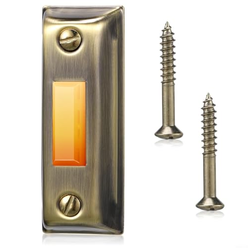 Startbuymore Botón de timbre de metal montado en la pared, acabado de latón antiguo, estilo vintage, timbre de puerta de latón con cable, botón pulsador en acabado de latón antiguo vintage