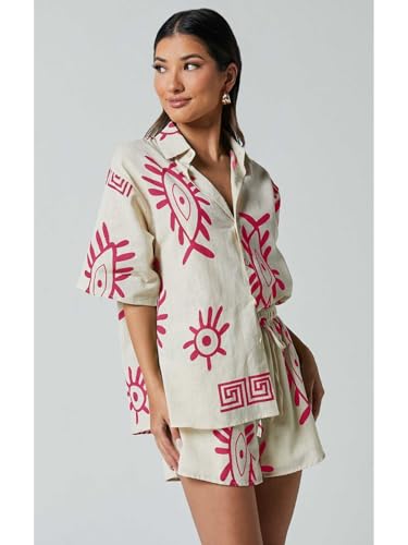 Image of Leriya Fashion Women's Rayon Co-ord Set Stylish | Summer Pajama Set for Women & Girl for Beach & Holiday Look | Night Suit| Summer Vacations Printed Pyjama Set for Goa Beach Outfits