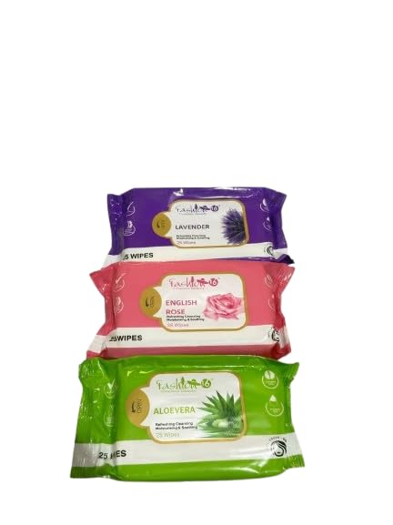 Refreshing Wet Wipes Aloe Vera, Rose & Lavender 25pk | Face & Hand Cleansing, Travel Friendly Pack, Resealable Soft Pack, All Skin Types, For Men & Women-image-48