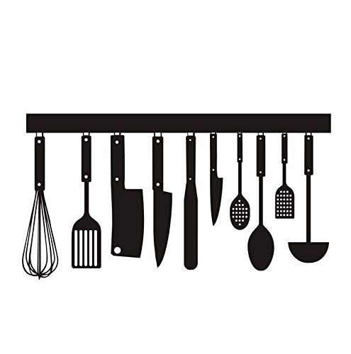 Ljtao Cute Utensils Wall Sticker Kitchen Window Sticker Tile Wall Stickers Home Decor Bathroom Vinyl DIY Wall Decals Kids Rooms Decor106Cmx57Cm