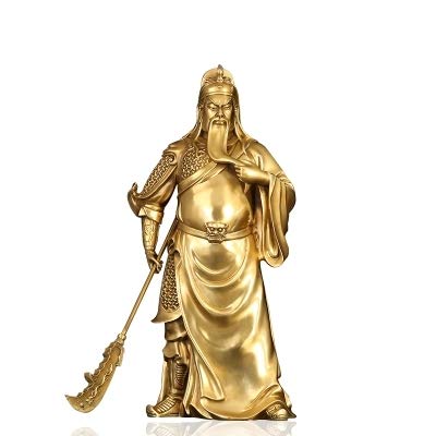 Statue Guan Gong en cuivre pur décoration Feng Shui traditionnelle
