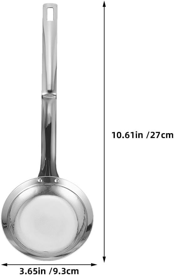 Stainless Steel Strainer Spoon for Hot Pot and Frying Fine Mesh Skimmer Spoon with Ergonomic Handle Oil Separator for Kitchen Soup Gravy 10.62 inch