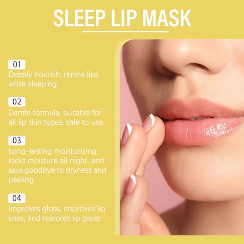 2Stk Lippenmask, Lippenschlafmaske, Feuchtigkeitsspendende Lippenmaske für Tag & Nacht Lippenpflege, Lip Mask, Aufhellen der Dunklen Lippenfarbe, Reduzieren Sie Lippenlinien & Falten (Honig)