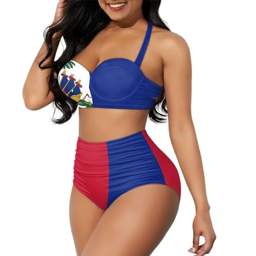 Sprowallow Women's 2 Piece Bikini Sets High Waisted Beach Bathing Suits Swimsuit V Neck Tummy Control Swimwear4