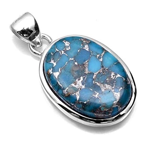 SilverPalace 925 Sterling Silver Copper Turquoise Pendants for Women and Girls Cover