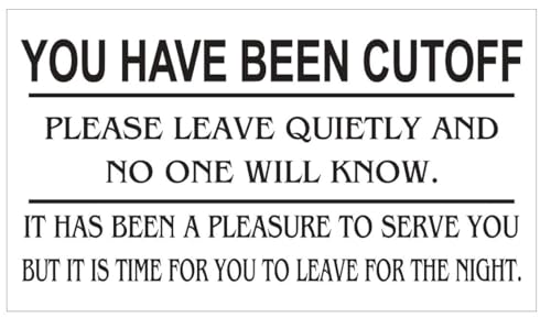 You Have Been Cut Off Bartender Message, Business Cards Pack of 50 BC01