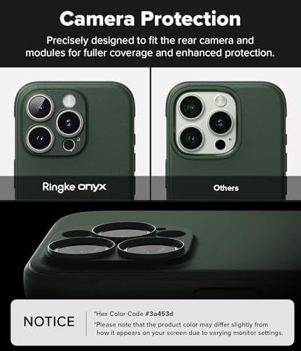 Image of Ringke Onyx Compatible with iPhone 16 Pro Case Cover Rugged Flexible Durable Anti-Slip TPU Protection Shockproof iPhone 16 Pro Back Cover - Dark Green