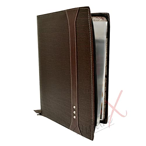 Image of FUTURE X Multipurpose Leatherette Professional File Folders for Certificates, Documents Holder, Portfolio, Executive File Legal Size Documents Holder with 20 Leafs for Men and Women (Brown)