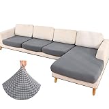 MINJIATEX Sectional Couch Covers L Shape 4 Pieces Washable Chaise Couch Covers for Sectional Sofa L