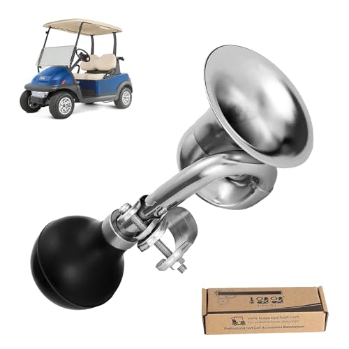 10L0L Golf Cart Retro Clown Horn Classic Vintage Metal Twist Loudspeaker Fashion Snail Air Horn for Yamaha EZGO Club Car Golf Cart Bike Motorcycles Boats and RVs(Silver)